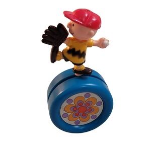 Vintage Charlie Brown Baseball "1966 Bob-o-wheel" Peanuts Blue Toy